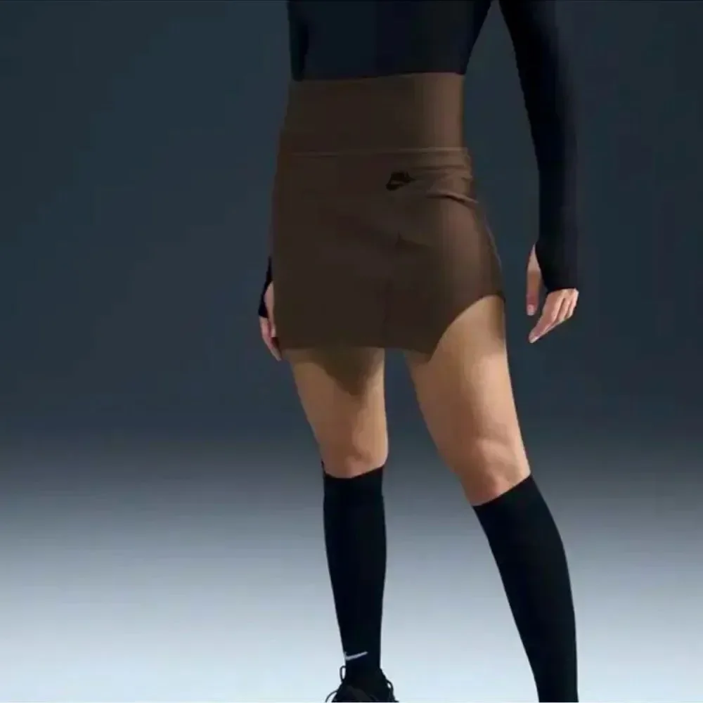 Nike Sportswear Tech Fleece High-Waisted Brown Mini Skirt
